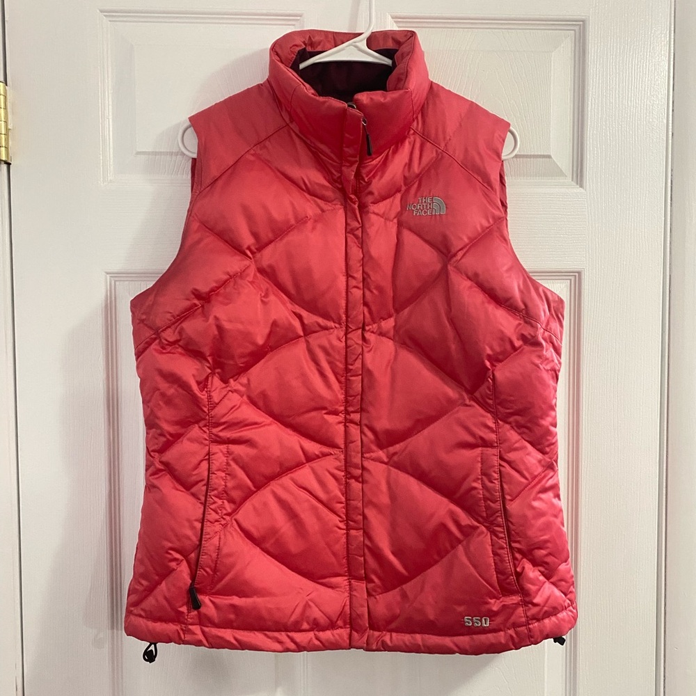 The North Face pink Aconcagua 550 down filled diamond pattern puffer vest L
